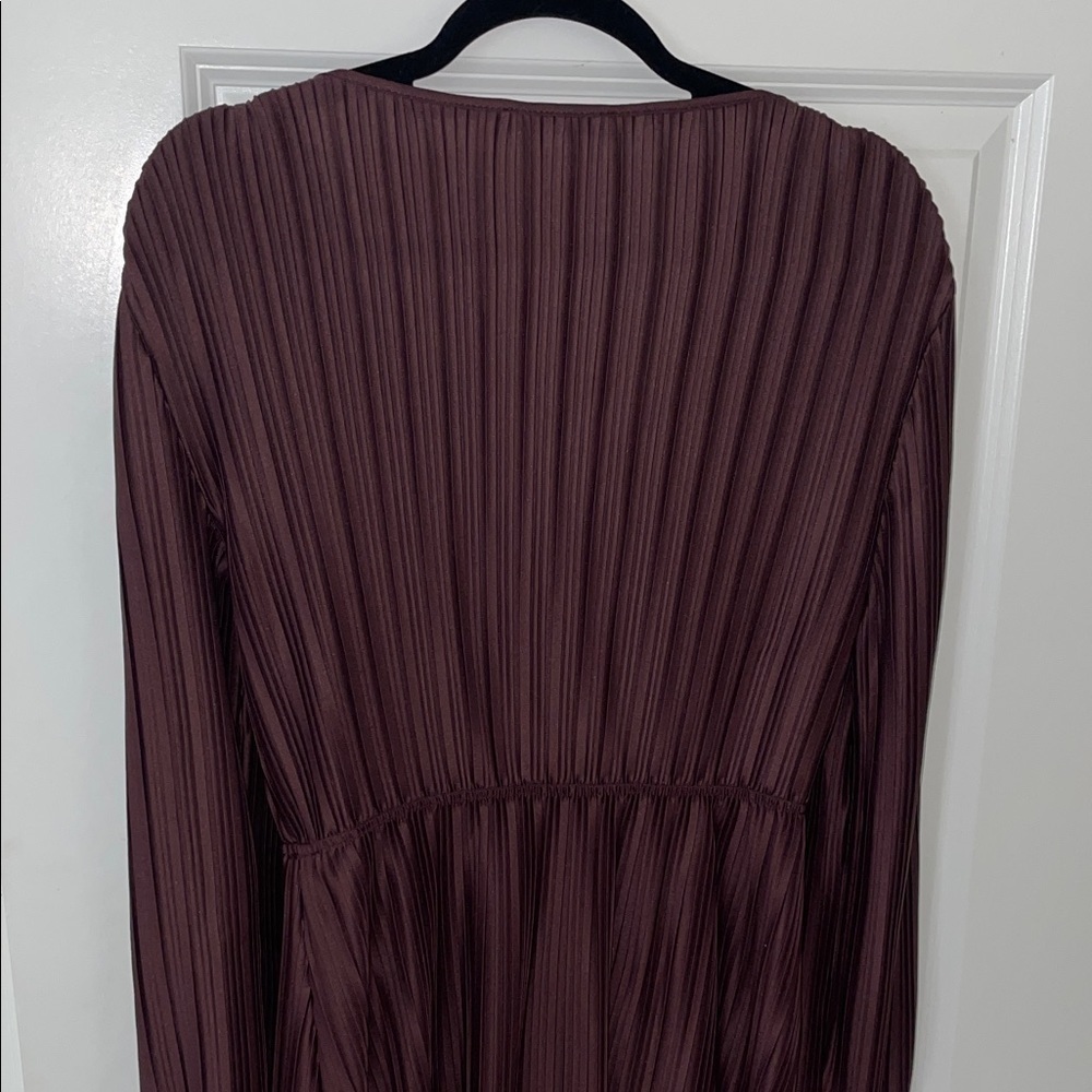 Black Tape Long Sleeve Dress in Rich Burgundy - Picture 8 of 11